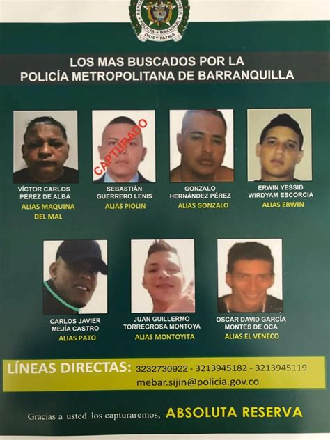 Policía De Barranquilla Publicó Los 85 Delincuentes Más Buscados De La Ciudad Y Su área