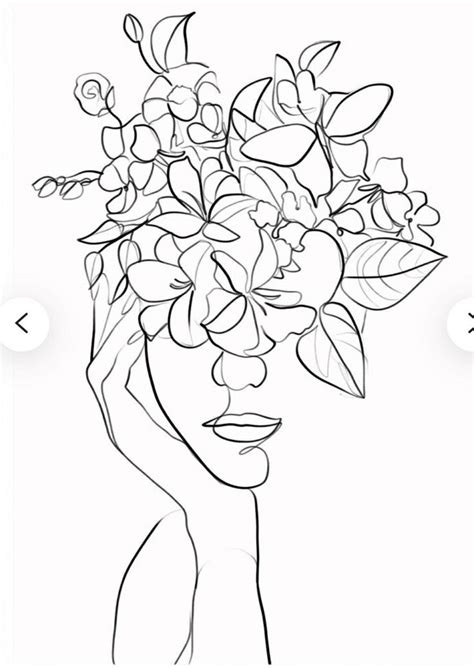 A Drawing Of A Womans Face With Flowers In Her Hair