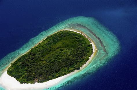 Aerial View Of Deserted Island Maldives Photograph By Jenny Rainbow