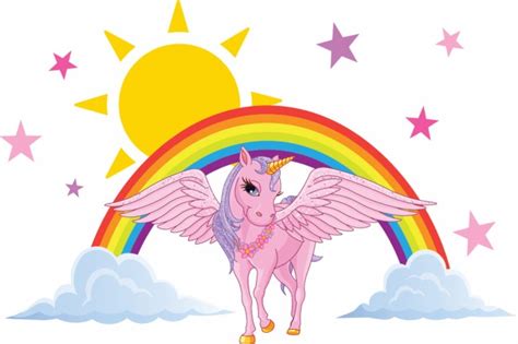 Unicorn Sun And Rainbow Wall Sticker