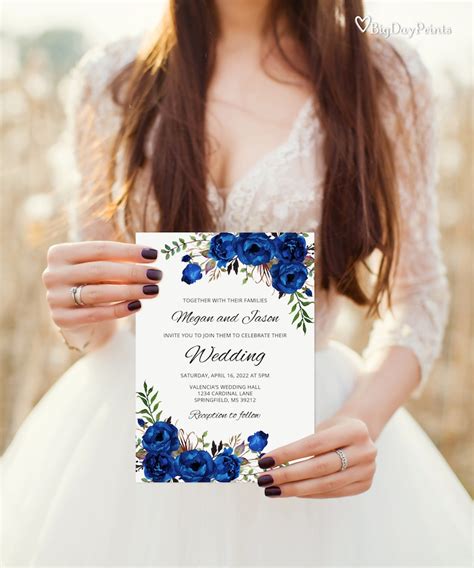 Royal Blue Wedding Invitation Blue Wedding Invitation Etsy