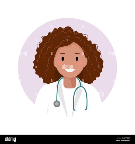 Female Doctor Avatar African American Woman In The Medical Coat And With The Stethoscope