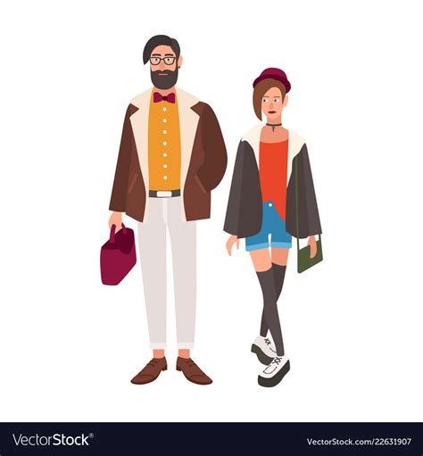 Pair Stylish Hipsters Young Man And Woman Vector Image