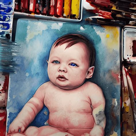 Baby Oil Paint Watercolor Hyper Detailed Illustration · Creative Fabrica