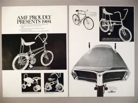 Amf Bicycle 2 Page Print Ad 1969 Handlebar Wheel Roadmaster Flying