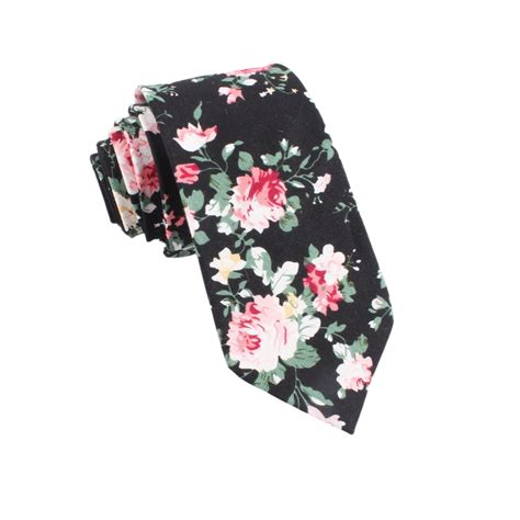 Black Floral Skinny Tie 2 36” Dan Mytieshop