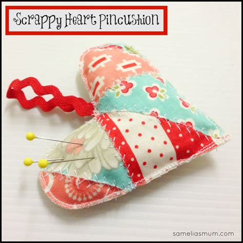 Scrappy Heart Pincushion Week 152 Samelias Mum