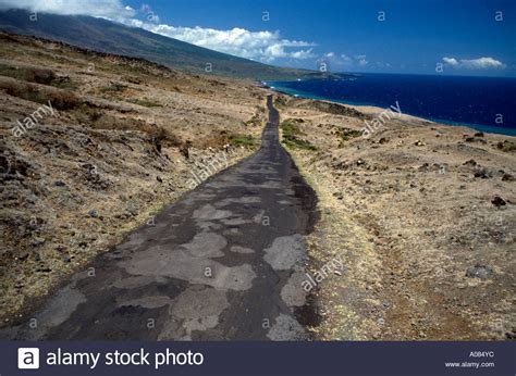 A Road Leads Into The Distance Backside Maui Hawaii Usa United States