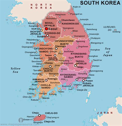 South korea on world political map. Free South Korea Political Map | Political Map of South ...