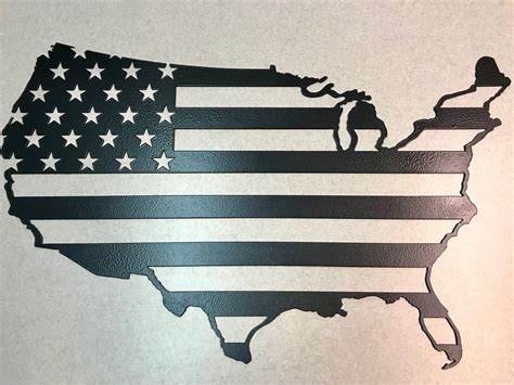 American Flag Us Outline Metal Wall Art Plasma Cut Sign Etsy
