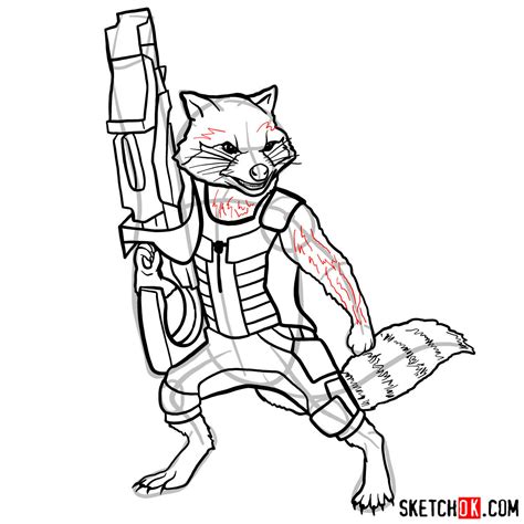 Realistic Rocket Raccoon Drawing Rocket Raccoon Inked By