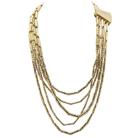 Multi Faceted And Hammered 18k Yellow Gold Necklace By Henry Dunay At