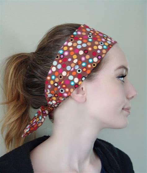 Brown Headscarf Polka Dots Headband Tie Up By Fiberbungalow 12 00 Polka Dot Headband Red