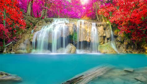 Thailand Parks Waterfalls Erawan Waterfall National