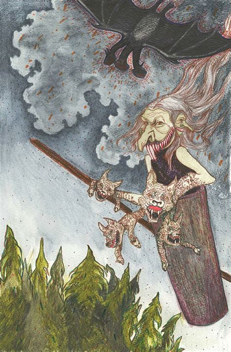 Baba Yaga A Folklore Character From Russian Fairy Tales Drawn In