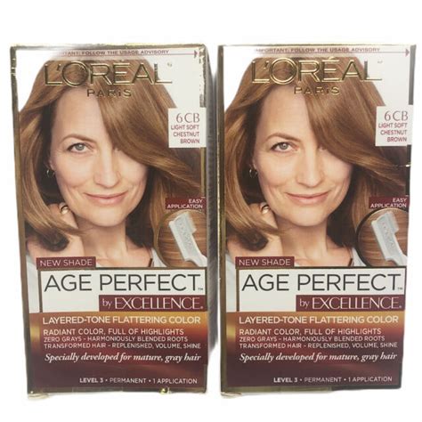 2 Pack Loreal Paris Age Perfect Excellence Hair Dye 6 Cb Light