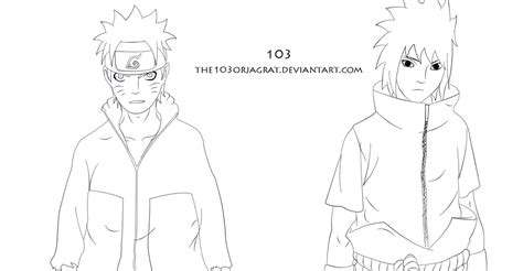 Naruto And Sasuke Lineart By The 103 On Deviantart