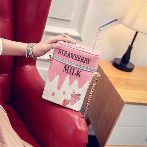 Strawberry Milk And Lemonade Juice Box Bag Purse Handbag By