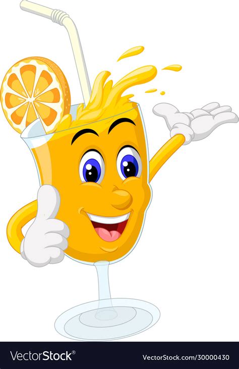 Funny Orange Juice In Drinking Glass Cup Cartoon Vector Image
