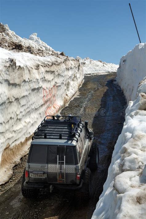 Road Through Snowy Mountain Volcanic Stock Image Image