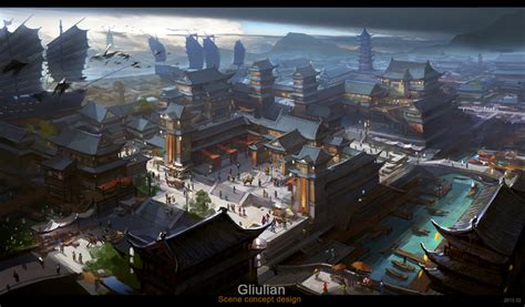 Artstation The Ancient City Of Hangzhou G Liulian Fantasy City