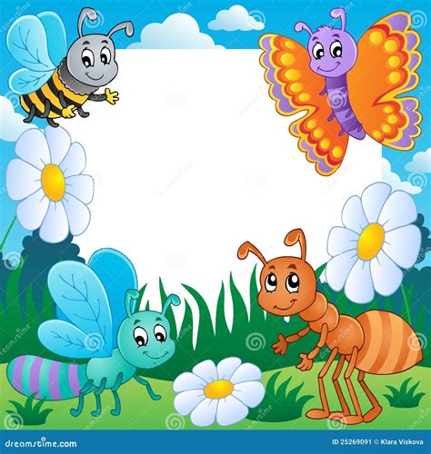 Frame With Bugs Theme 3 Stock Vector Illustration Of Happy 25269091