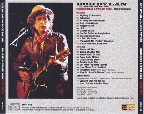 bob dylan with mick taylor brussels affair 1984 revisited 2cd giginjapan