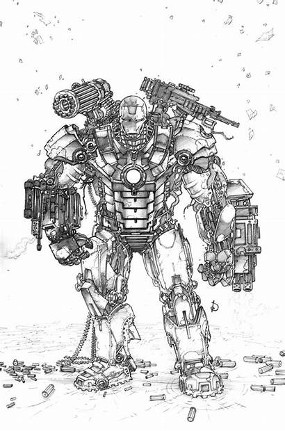 Coloring War Machine Pages Ironman Iron Drawing
