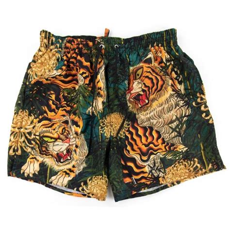 Dsquared2 Jungle Tiger Swim Shorts Dark Green Onu