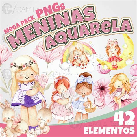 Kit Digital Menina Aquarela Pague 1 Leve 3 No Elo7 Camila Tanaka