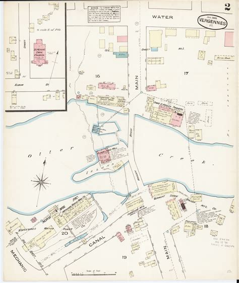 Vergennes Vt Fire Insurance 1885 Sheet 2 Old Town Map Reprint Old Maps