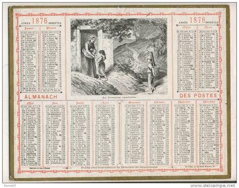 Calendrier 1876 Calendriers La Poste Banque Postale