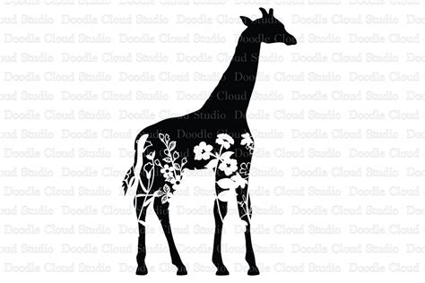 Floral Giraffe Svg Floral Giraffe Clipart Floral Animal Svg By Doodle