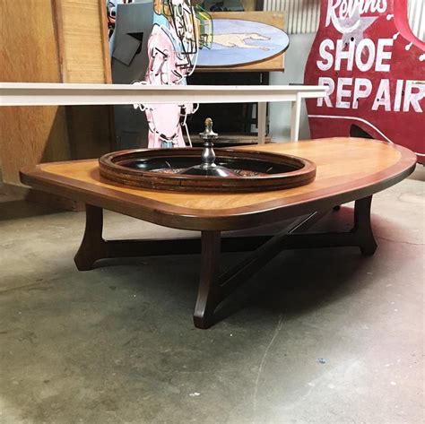 Canditree antique rectangular coffee table solid wood, coffee table with storage, storage trunk for living room. Midcentury Coffee Table with Working Roulette Wheel at 1stdibs