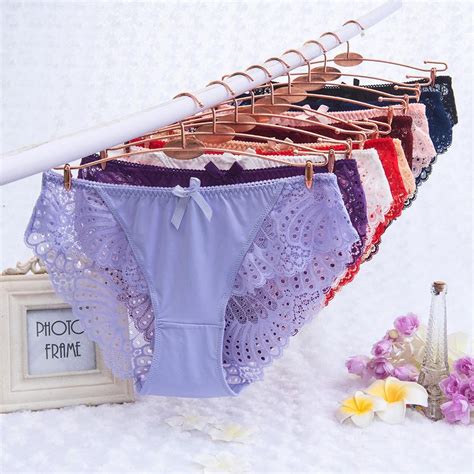 Panties Women Lace Low Rise Hips 86 104 Cm Solid Sexy Briefs Female