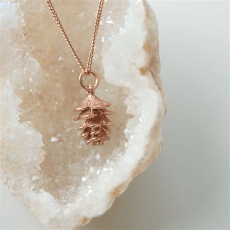 Rose Gold Tiny Pinecone Charm Necklace Justine Brooks Design