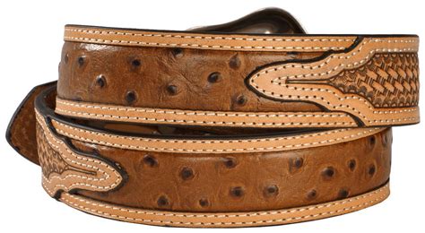 Nocona Basketweave Ostrich Print Leather Belt Custom Leather Belts