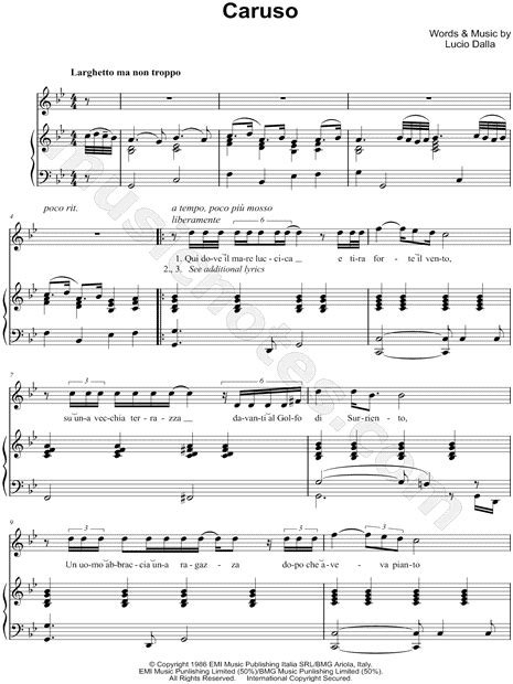 Luciano Pavarotti Caruso Sheet Music In Bb Major Download And Print