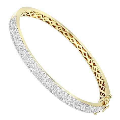 14k Gold Designer 2 Carat Diamond Bangle Bracelet For Women By Luxurman