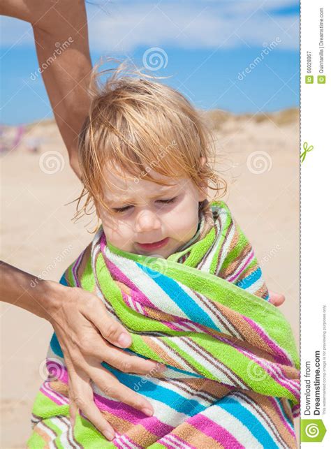 Woman Hands Drying Baby With Towel Stock Image Image Of Person