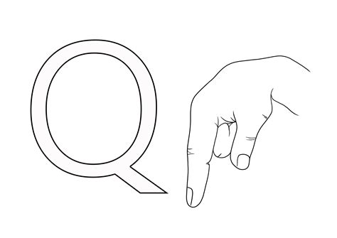 Asl Sign Language Letter Q Free Printable To Color For Kids To Easily
