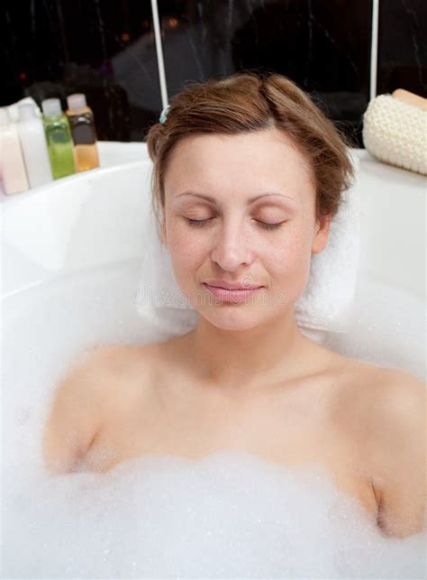 beautiful woman relaxing in a bubble bath stock image image of female bathroom 13861149