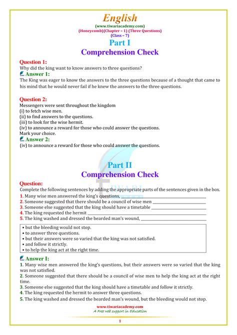 7th grade english language arts. NCERT Solutions for Class 7 English Honeycomb Chapter 1: 3 ...