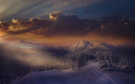 1085137 Sunlight Landscape Night Snow Winter Morning Alps Cloud