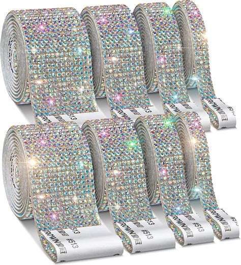 8 Rolls Rhinestone Ribbonscludoo Self Adhesive Crystal Diamond Ribbon