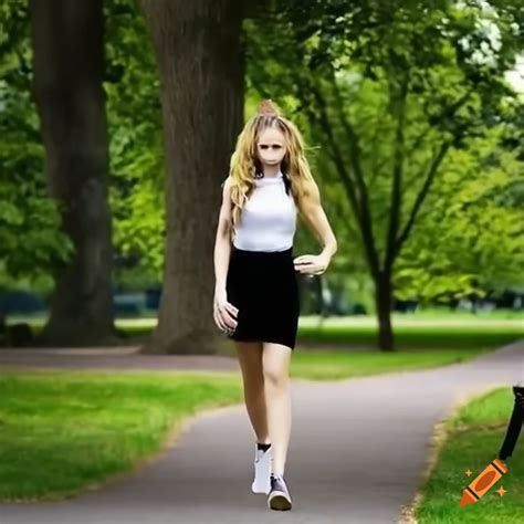 Blossom Walking Through A Park In A Powerpuff Girls Scene On Craiyon