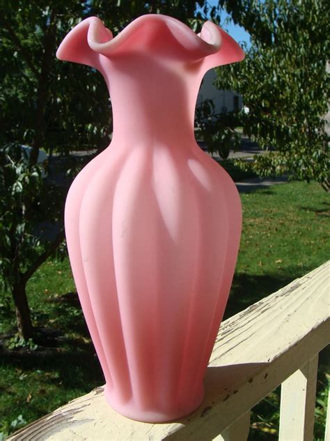 Antique Fenton Art Glass Pink Burmese Satin Vase Tall With Etsy