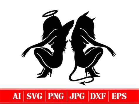 Angel And Devil Svg Sexy Angel Svg Sexy Devil Svg Ai Etsy