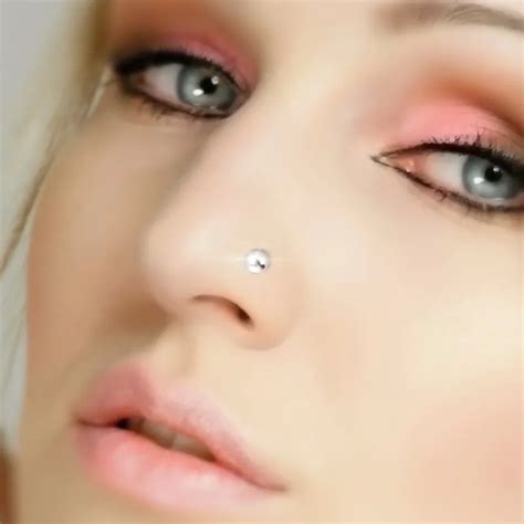 Real 100 925 Sterling Silver Round Nose Studs For Women Nose Ring