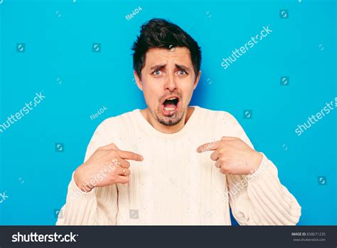 Male Hand Forefinger Pointing Himself On Stock Photo 658671235